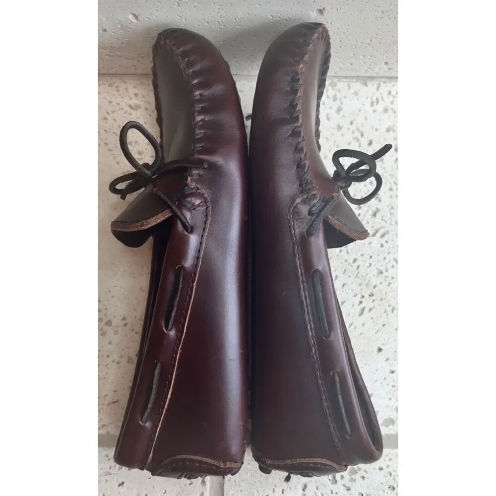 Minnetonka Moosehide Driver Slipper Loafer Moccassin 798 Chocolate Brown Sz 9